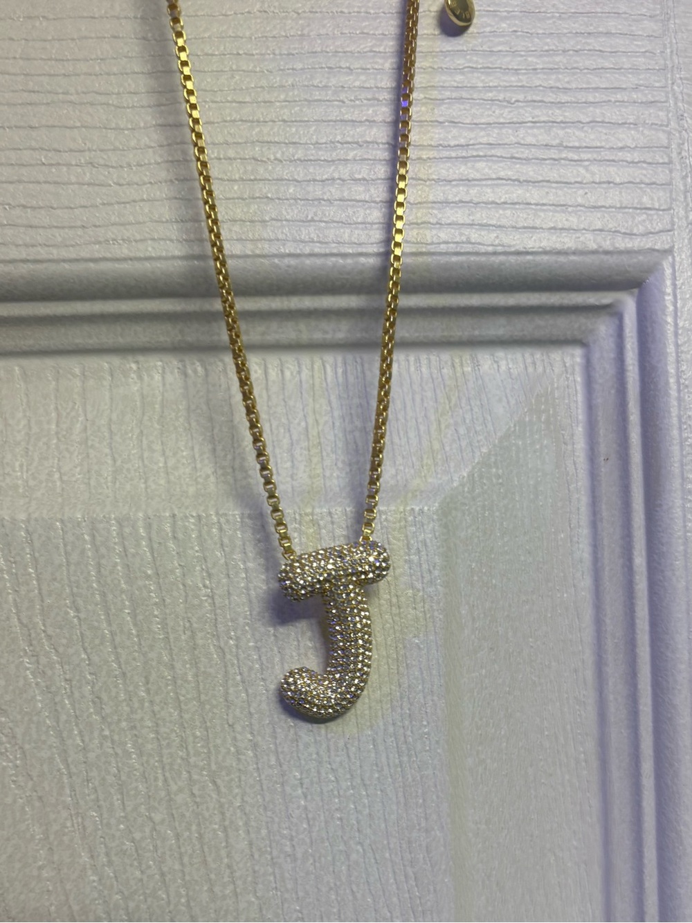 Bauble Bar Gold Initial 'J' Pendant Necklace with Pavé Crystals - Women Jewelry